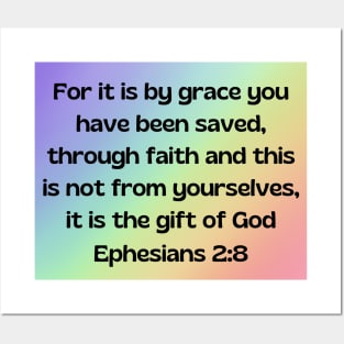 Bible Verse Ephesians 2:8 Posters and Art